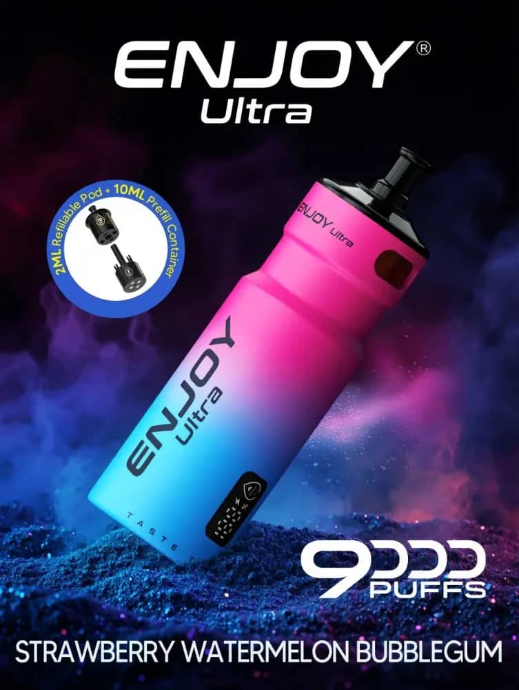 Enjoy Ultra 9000 Vape Kit Box of 5 Strawberry Watermelon Bubblegum