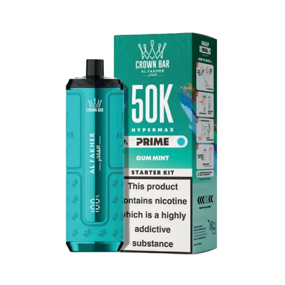 Al Fakher 50k Hypermax Prime Vape Kit Box of 5 Gum Mint