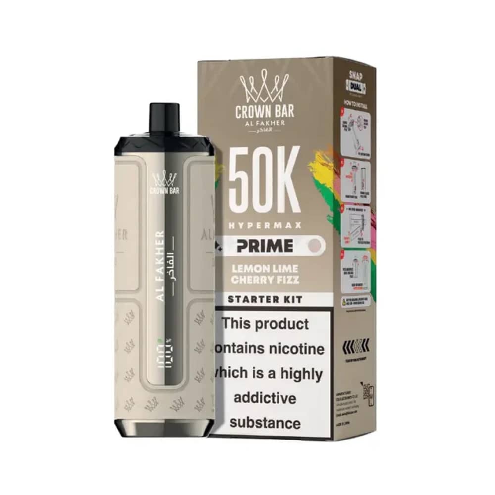 Al Fakher 50k Hypermax Prime Vape Kit Box of 5 Lemon Lime Cherry Fizz
