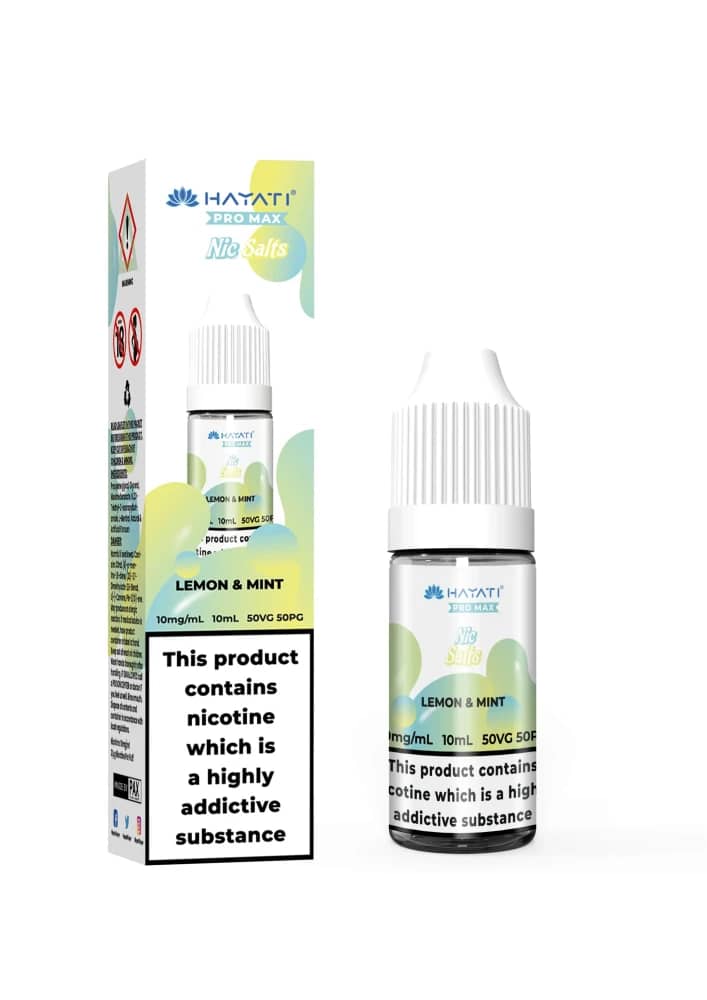 Hayati Pro Max Nic Salts E-Liquids 10ml Box of 10 Lemon Mint 10mg