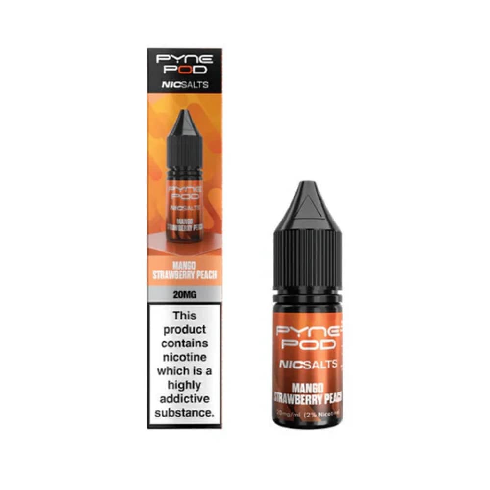Pyne Pod Nic Salts 10ml E-liquid Box of 10 Mango Strawberry Peach 10mg