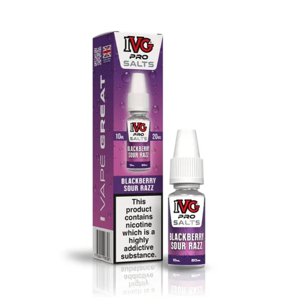 IVG Pro Salts Nic Salt 10ml E-Liquid Box of 10 Blackberry Sour Razz 10mg