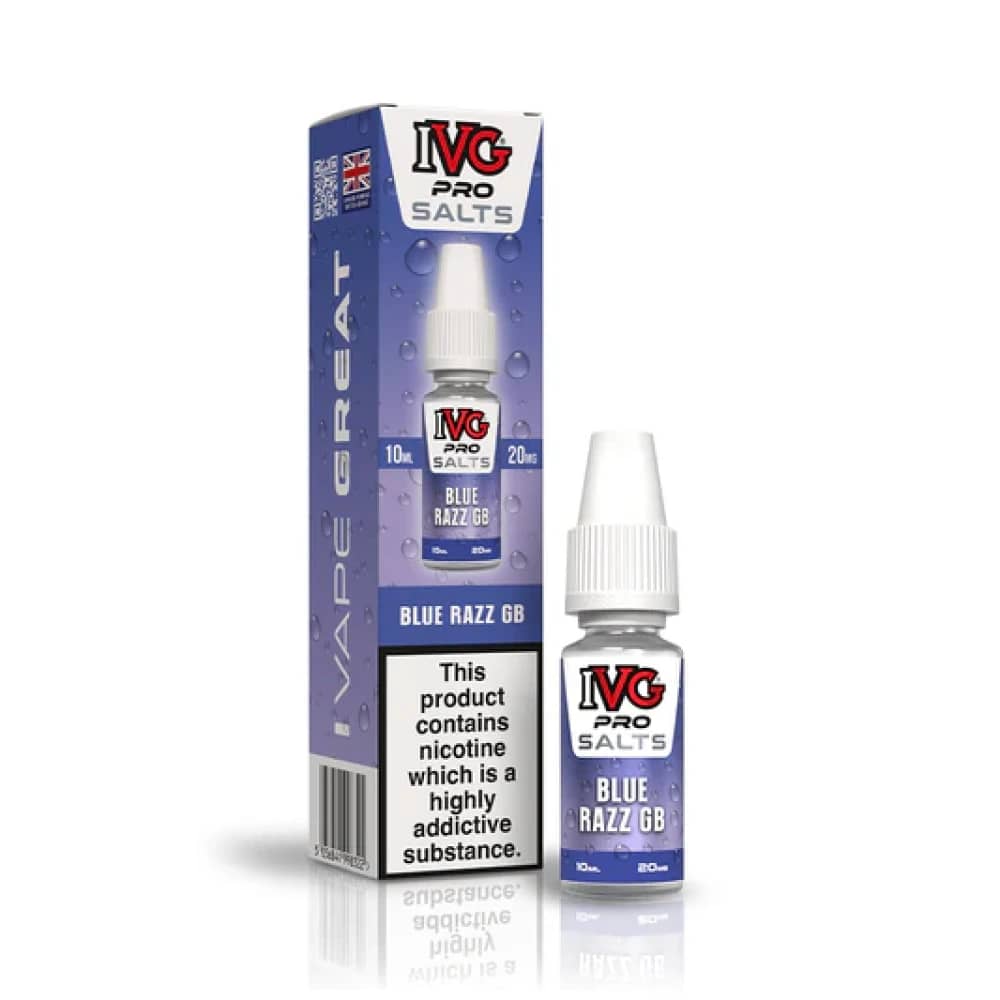 IVG Pro Salts Nic Salt 10ml E-Liquid Box of 10 Blue Razz GB 10mg