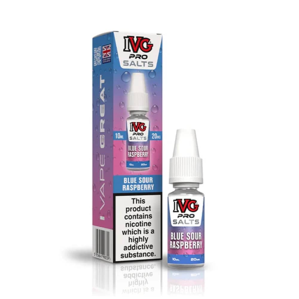 IVG Pro Salts Nic Salt 10ml E-Liquid Box of 10 Blue Sour Raspberry 10mg