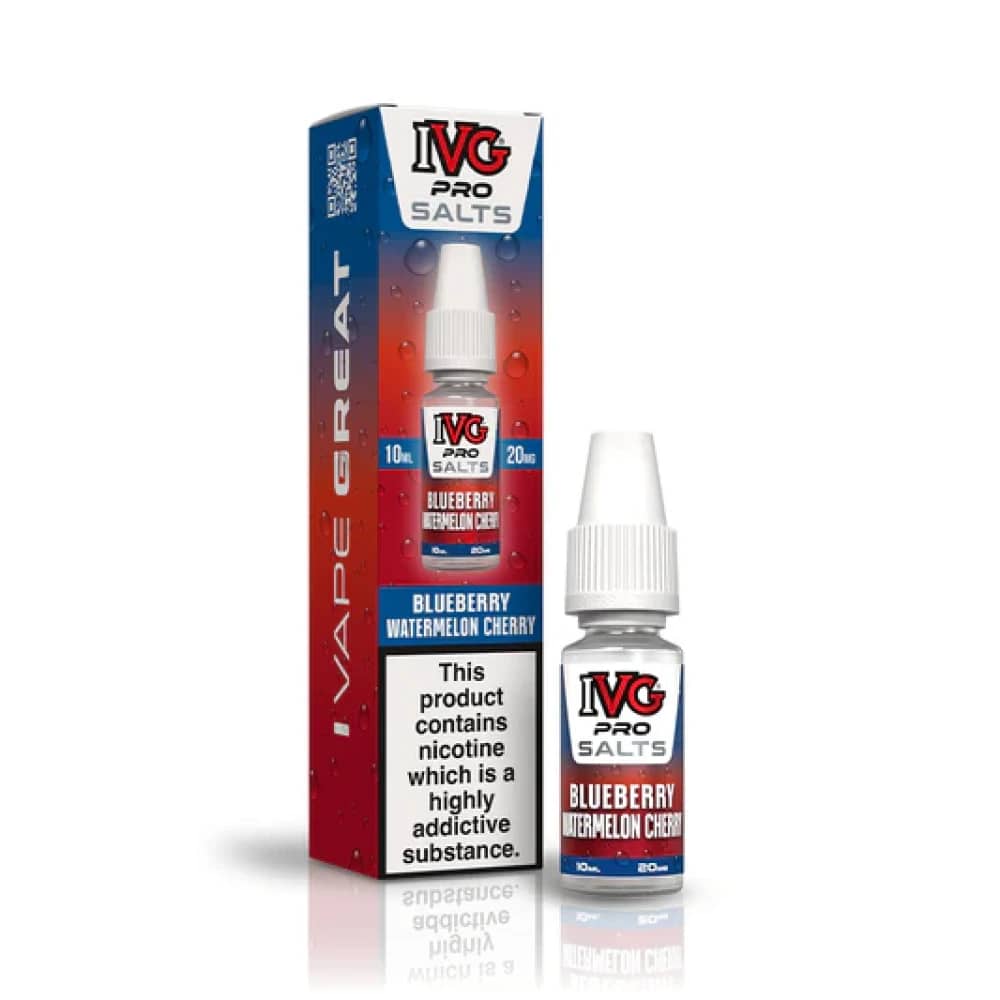 IVG Pro Salts Nic Salt 10ml E-Liquid Box of 10 Blueberry Watermelon Cherry 10mg