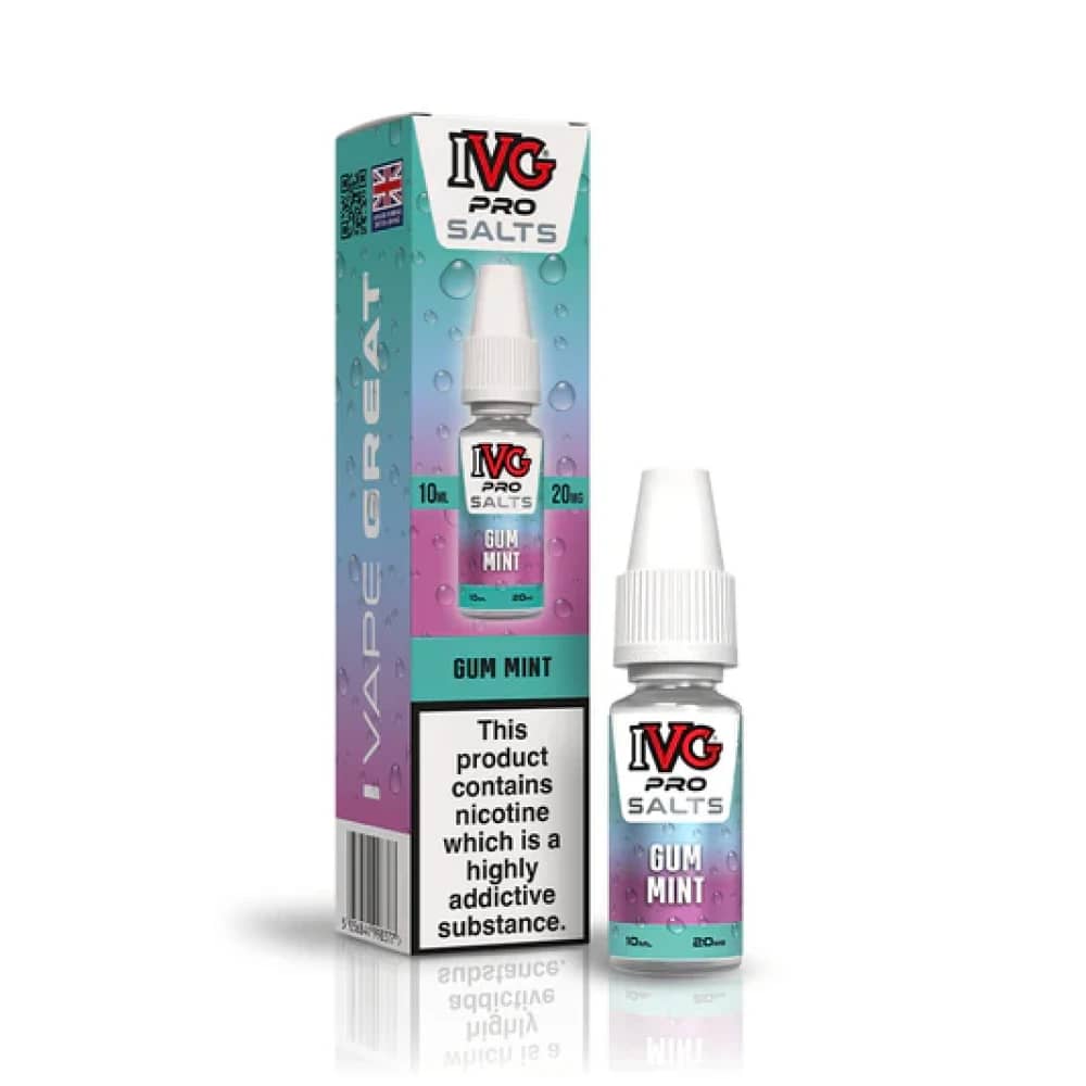 IVG Pro Salts Nic Salt 10ml E-Liquid Box of 10 Gum MInt 10mg