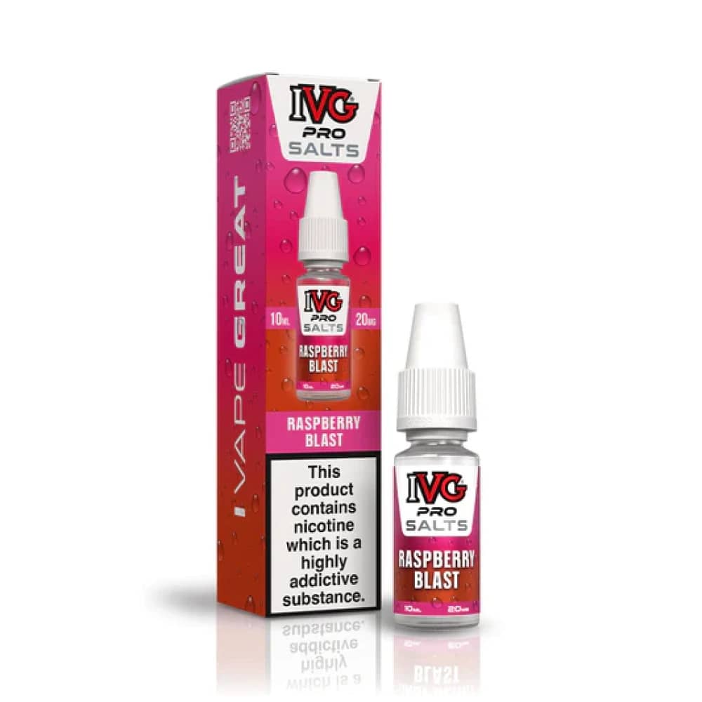 IVG Pro Salts Nic Salt 10ml E-Liquid Box of 10 Raspberry Blast 10mg