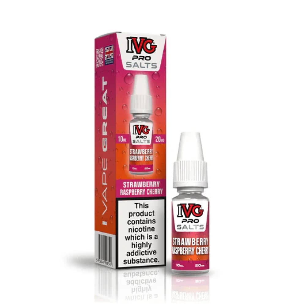 IVG Pro Salts Nic Salt 10ml E-Liquid Box of 10 Strawberry Raspberry Cherry 10mg