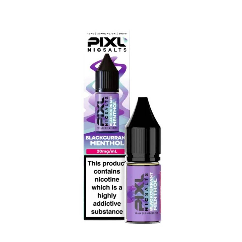 Pixl Nic Salts 10ml E liquids Box of 10 Blackcurrant Menthol 10mg